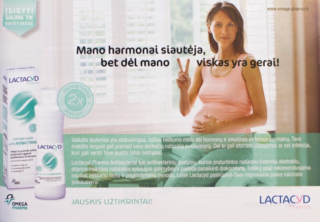 2 pav. Besilaukiančioms moterims skirta Lactacyd Pharma reklama